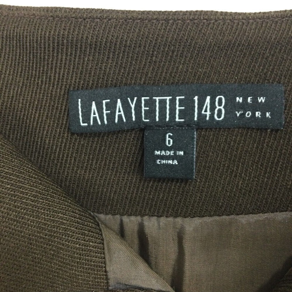Lafayette 148 New York Pleated Front Pocket Skirt Brown Size 6 - Picture 3 of 4